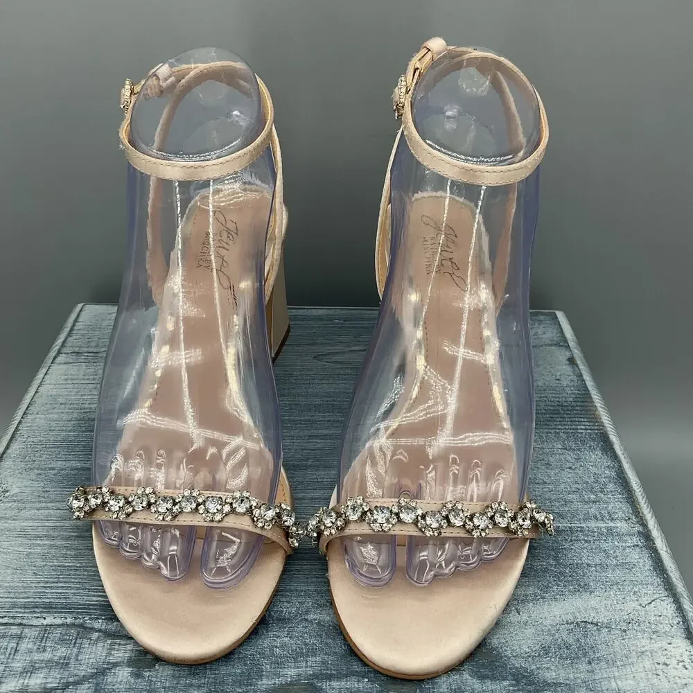 NEW Jewel by Badgley Mischka Women’s Danni Satin Sandals Beige Size 6